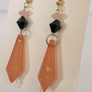 Cute, trendy handcrafted dangle earrings. Bead, wood, stone,crystals. S/G plated